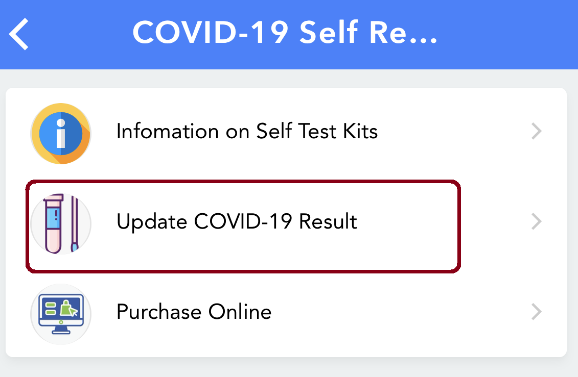 update covid test result