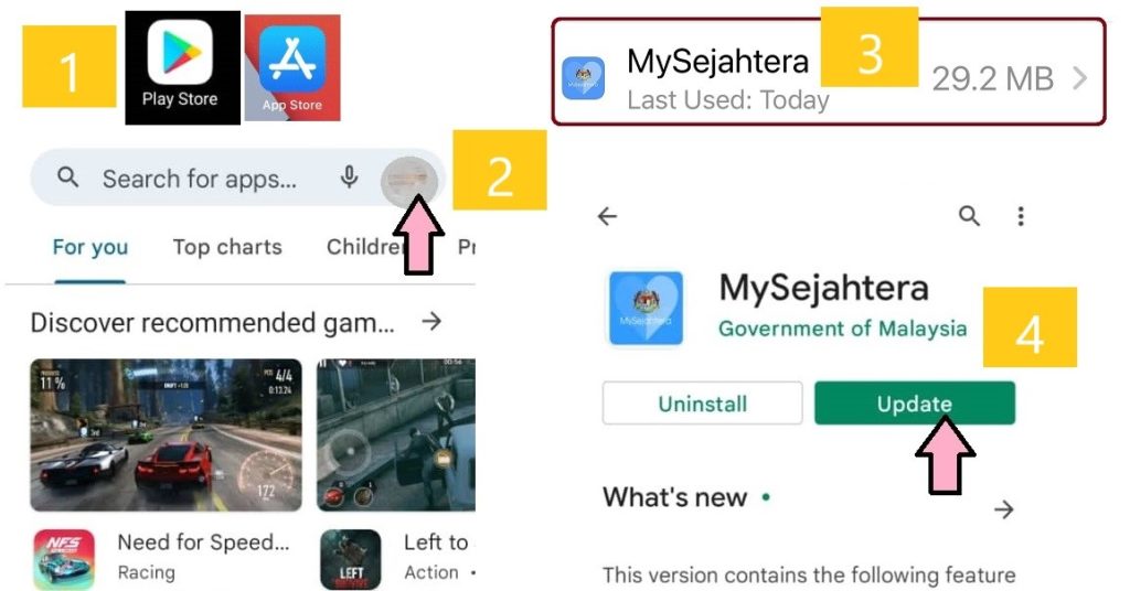 update version mysejahtera app store play