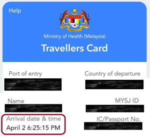 travellers card arrival date and time
