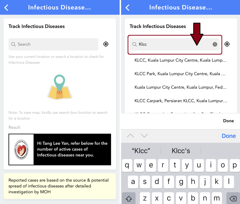 Infectious disease tracker mysejahtera