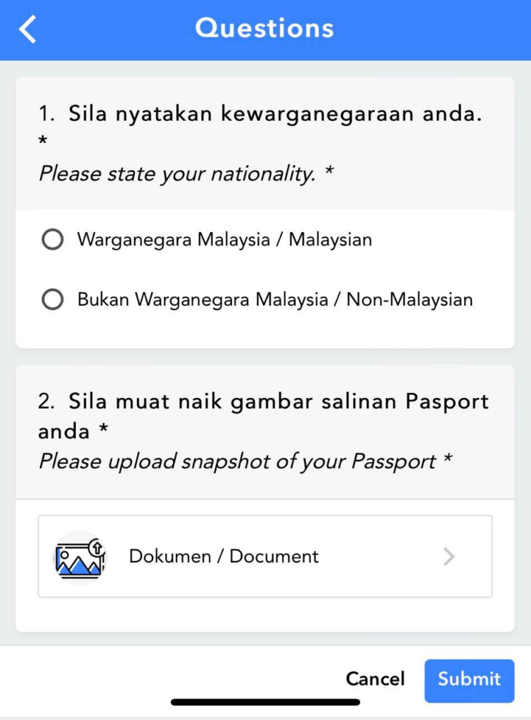nationality help questions upload passport